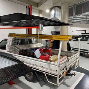 Laser 22CP 2 car stacker showing platform height clearance