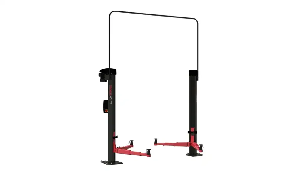 Maestro 35F 2 post hoist with vehicle raised for servicing
