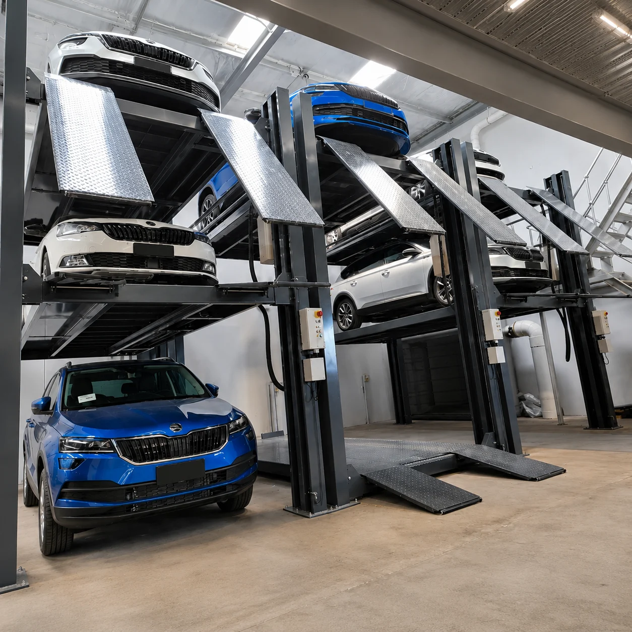 LASER-4.3 CP multiple 3 car stackers installation