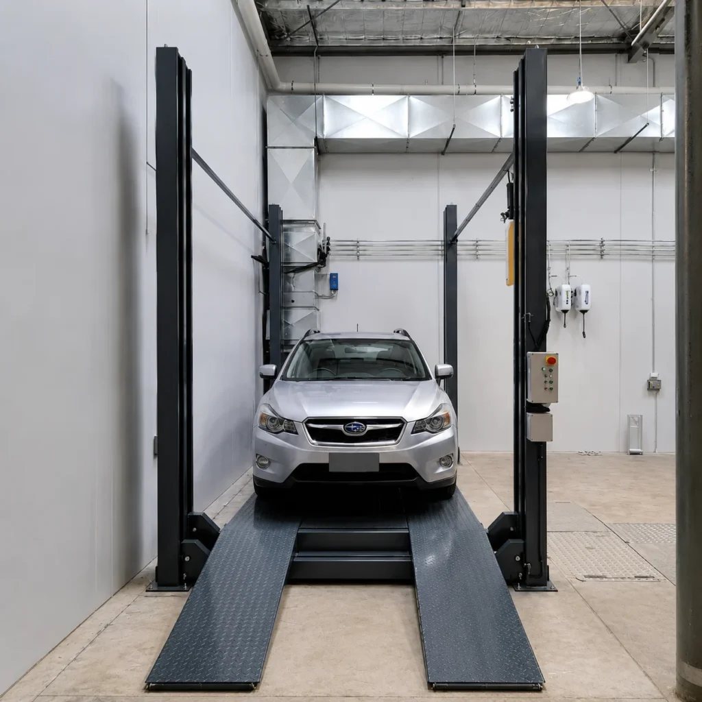 LASER-4.3 CP 3 car stacker ground level view